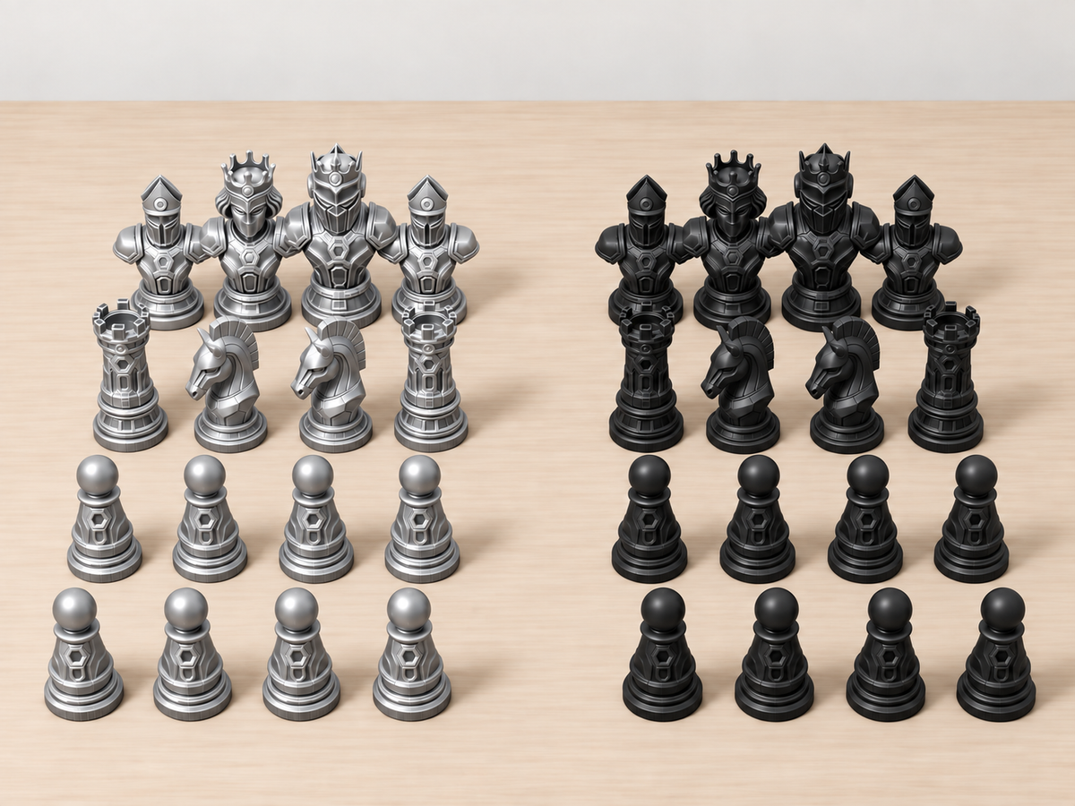 Titan – Futuristisches Roboter-Schachfigurenset mit 32 Figuren – Ansicht 8