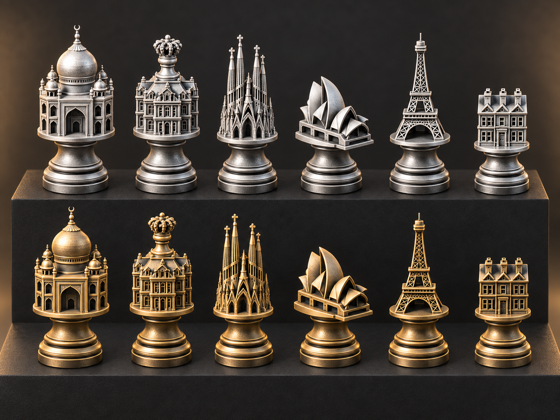 Architectura Mundi – Schachfigurenset mit 32 Figuren