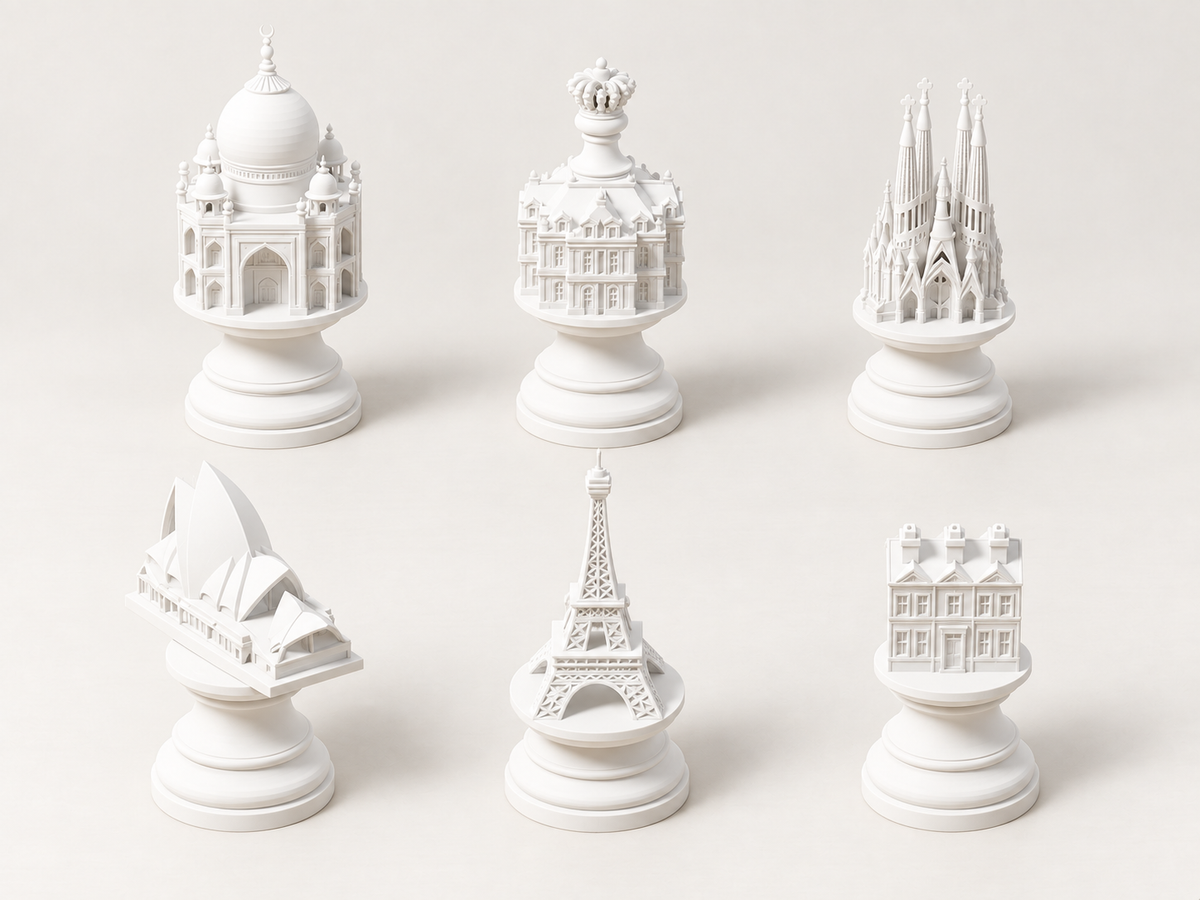 Architectura Mundi – Schachfigurenset mit 32 Figuren – Ansicht 2