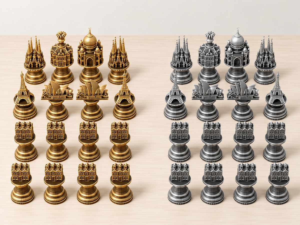Architectura Mundi – Schachfigurenset mit 32 Figuren – Ansicht 4