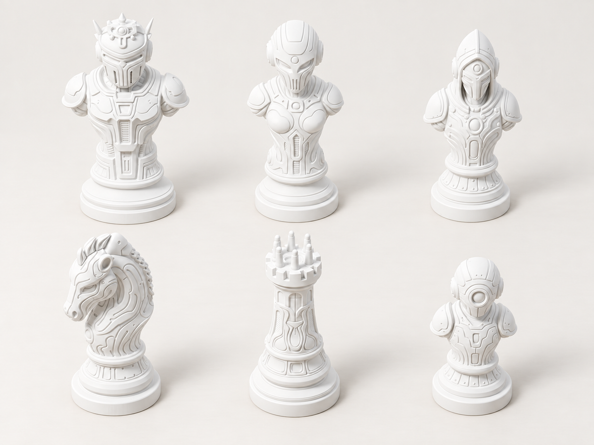 Echelon X – Cybernetisches Schachfigurenset mit 32 Figuren – Ansicht 2