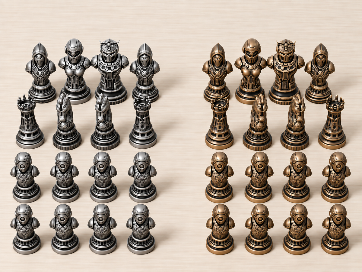 Echelon X – Cybernetisches Schachfigurenset mit 32 Figuren – Ansicht 3