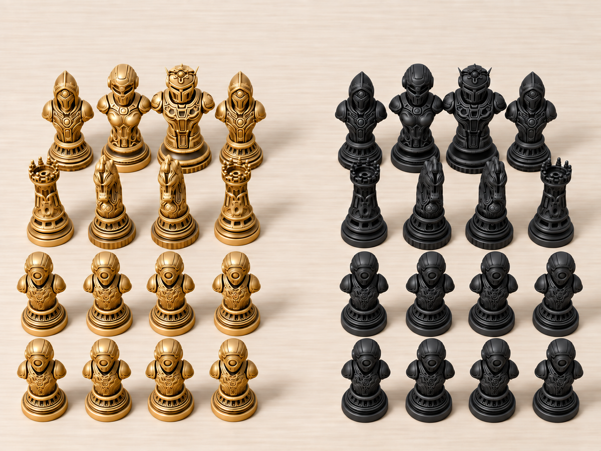 Echelon X – Cybernetisches Schachfigurenset mit 32 Figuren – Ansicht 5