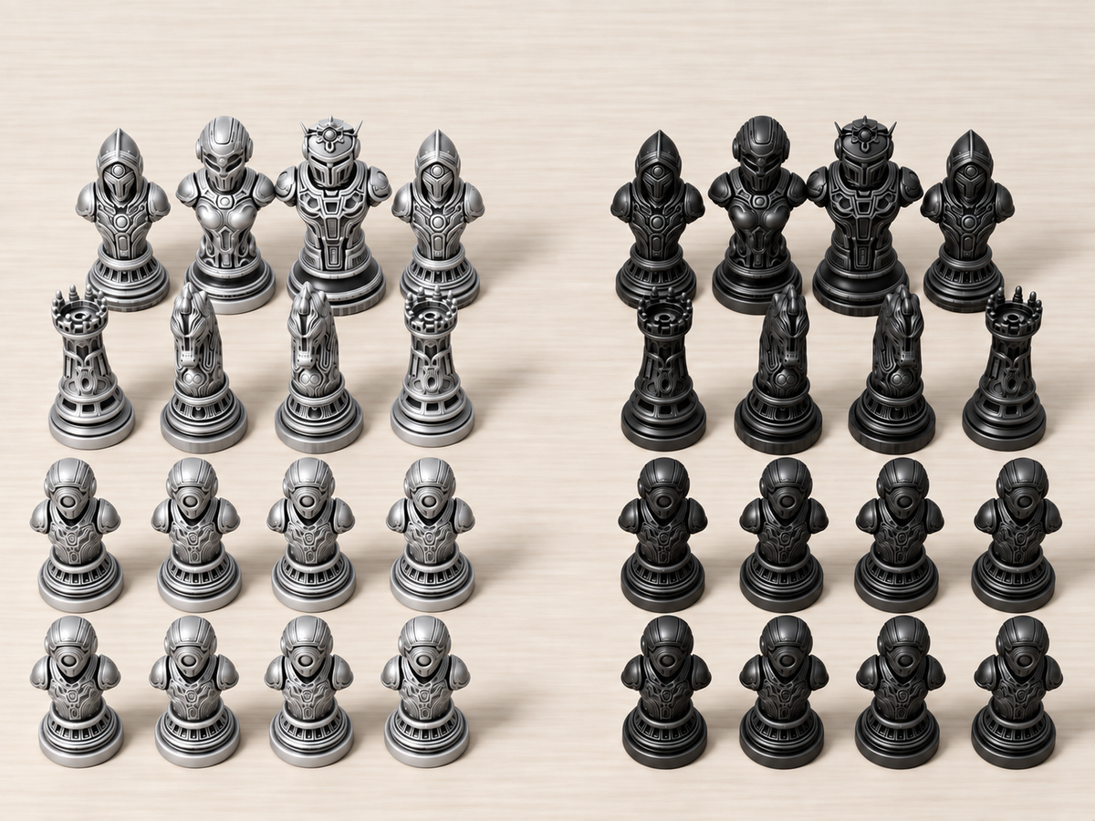 Echelon X – Cybernetisches Schachfigurenset mit 32 Figuren – Ansicht 8