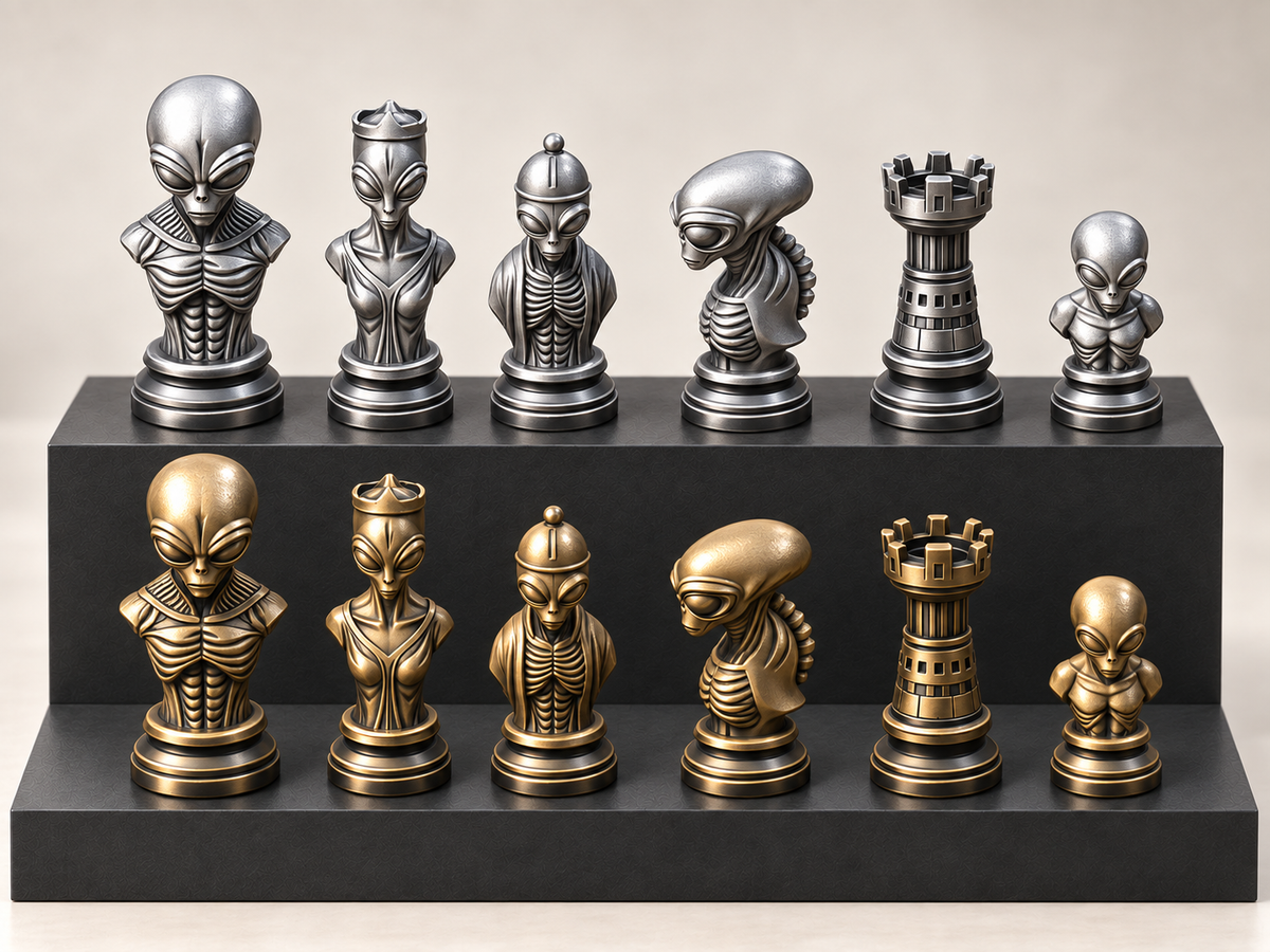 Cosmic Dominion – Alien Schachfigurenset mit 32 Figuren – Ansicht 1