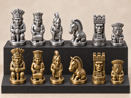 Maya – Historisches Schachfigurenset mit 32 Figuren – Ansicht 1