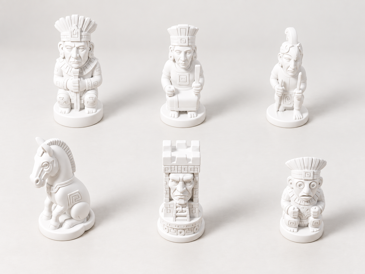 Maya – Historisches Schachfigurenset mit 32 Figuren – Ansicht 2