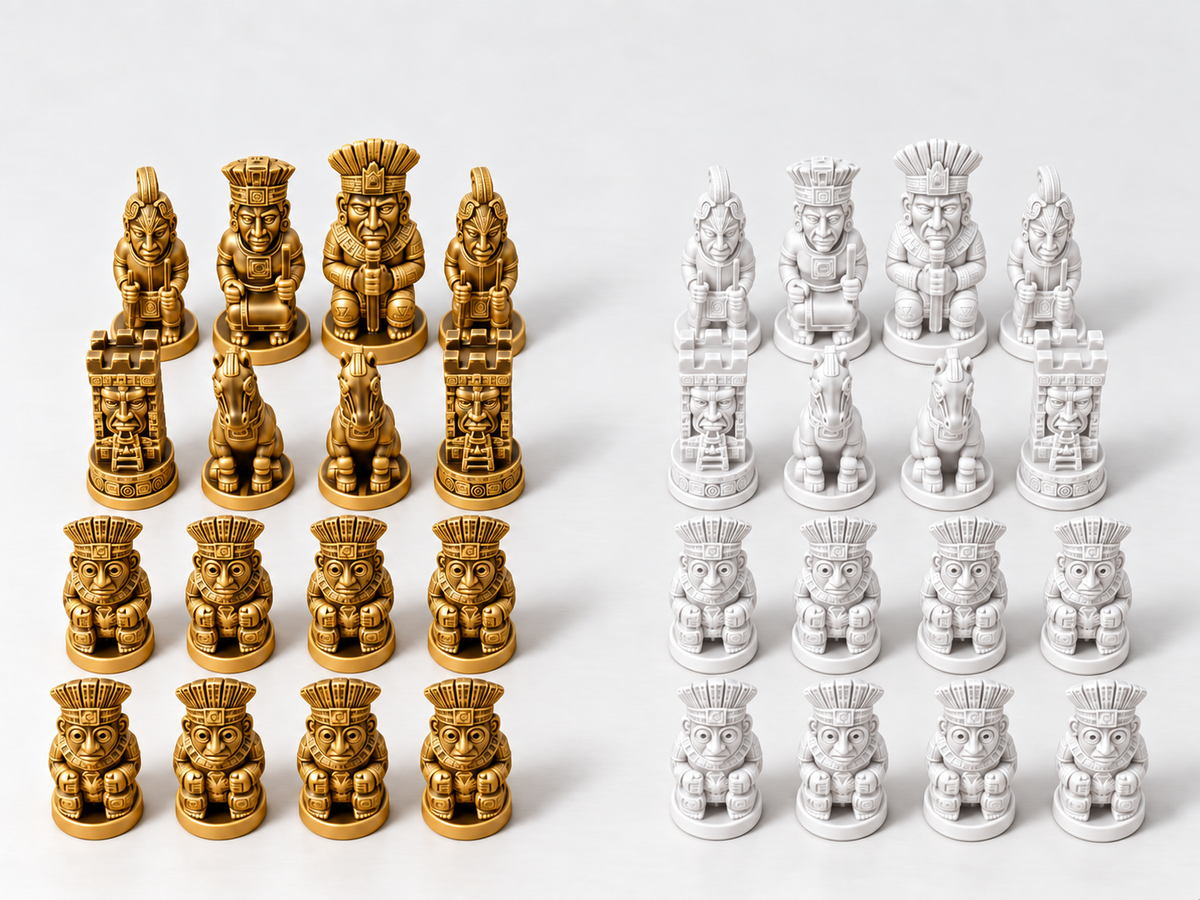 Maya – Historisches Schachfigurenset mit 32 Figuren – Ansicht 6