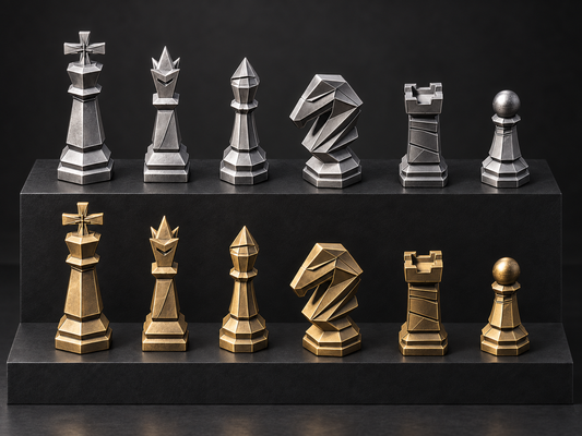 VOID Protocol – Futuristisches Low-Poly-Schachfigurenset mit 32 Figuren – Ansicht 1