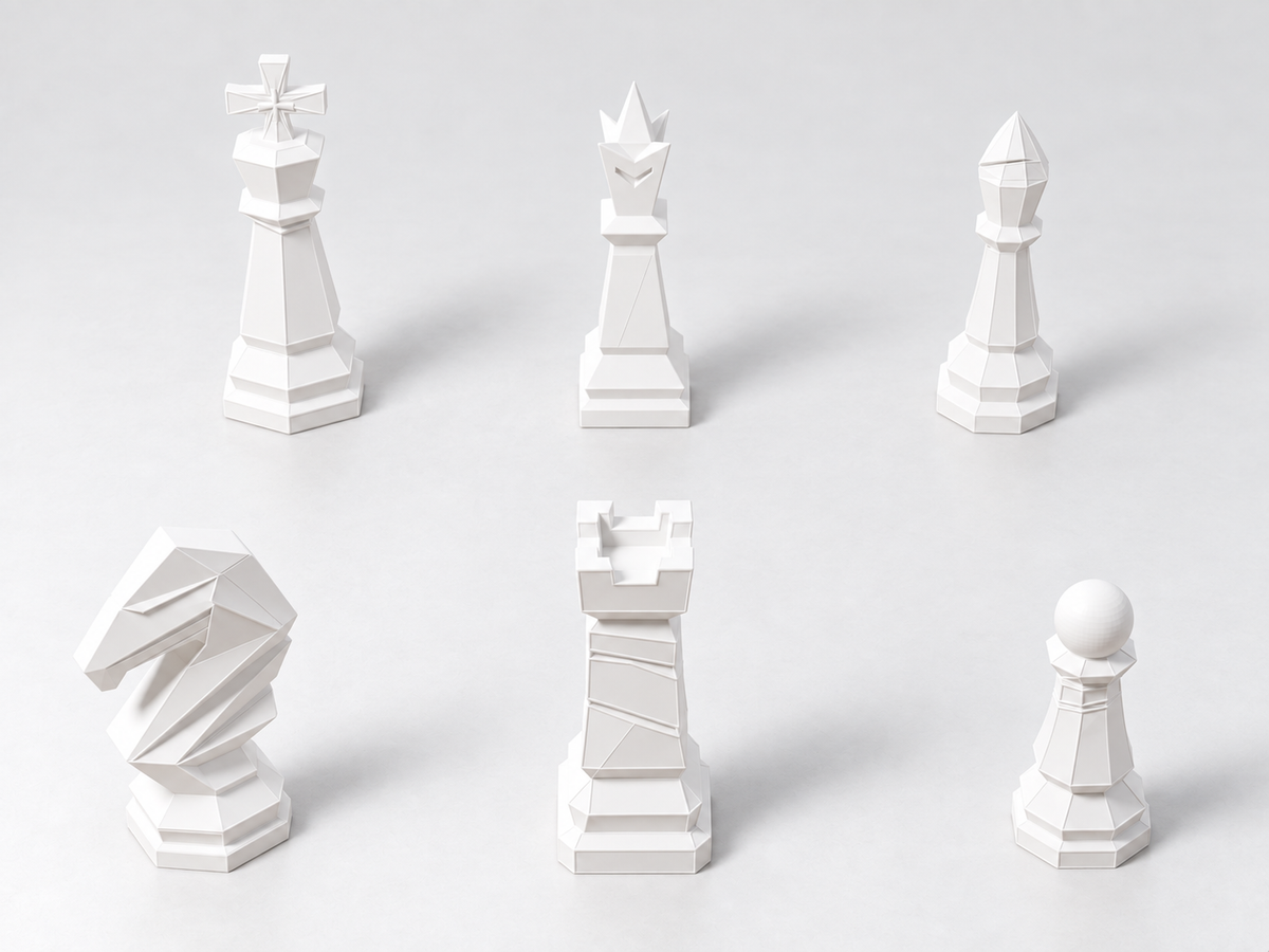 VOID Protocol – Futuristisches Low-Poly-Schachfigurenset mit 32 Figuren – Ansicht 2