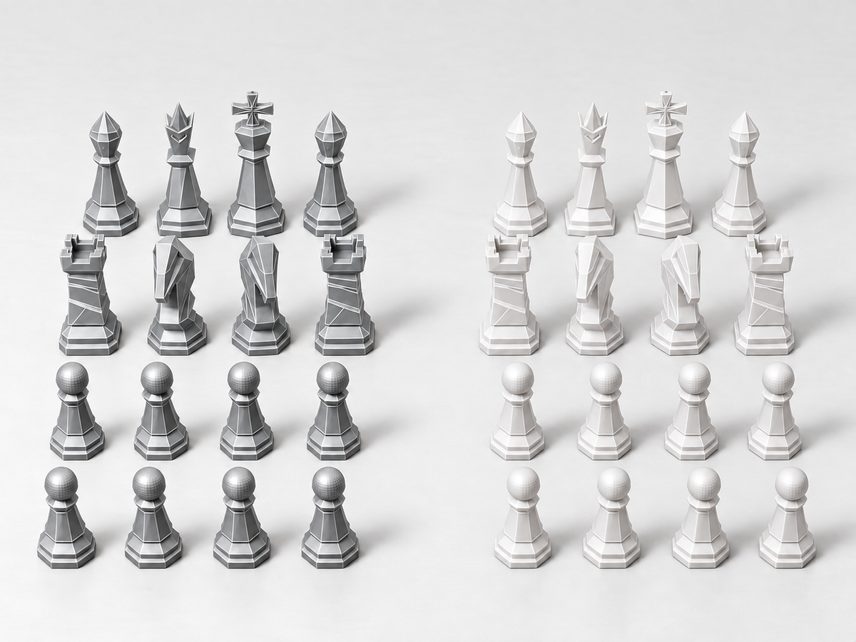 VOID Protocol – Futuristisches Low-Poly-Schachfigurenset mit 32 Figuren – Ansicht 9