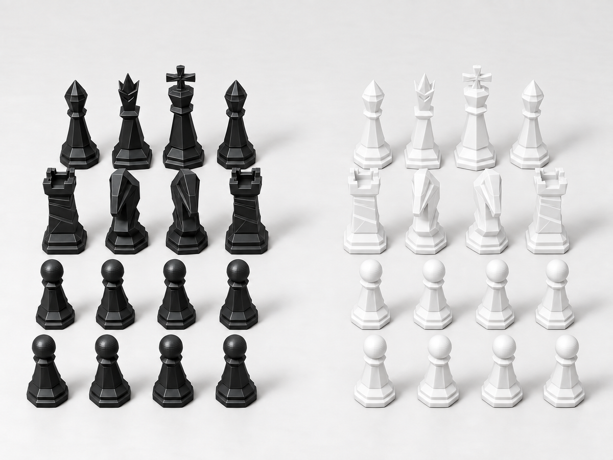 VOID Protocol – Futuristisches Low-Poly-Schachfigurenset mit 32 Figuren – Ansicht 11