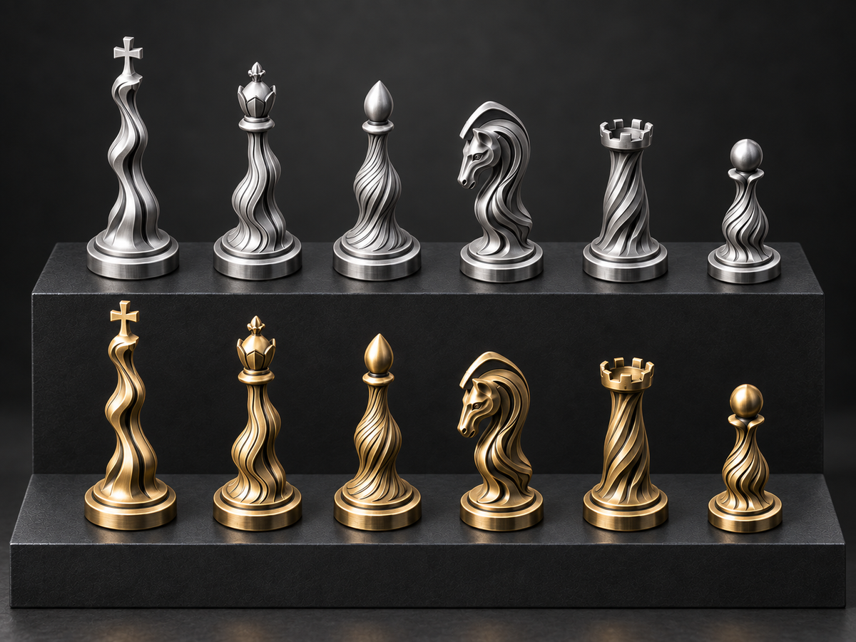 Organica – Skulpturales Schachfigurenset mit 32 Figuren – Ansicht 1