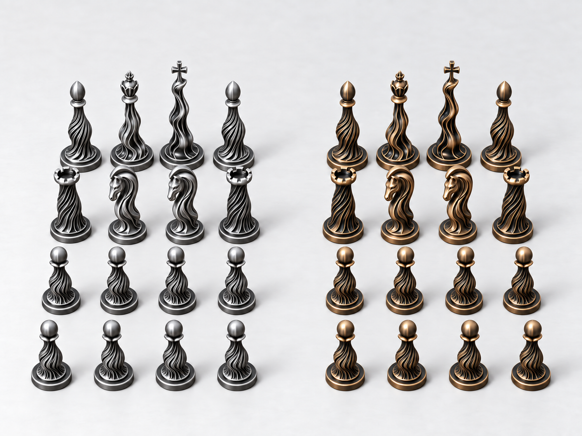 Organica – Skulpturales Schachfigurenset mit 32 Figuren – Ansicht 3