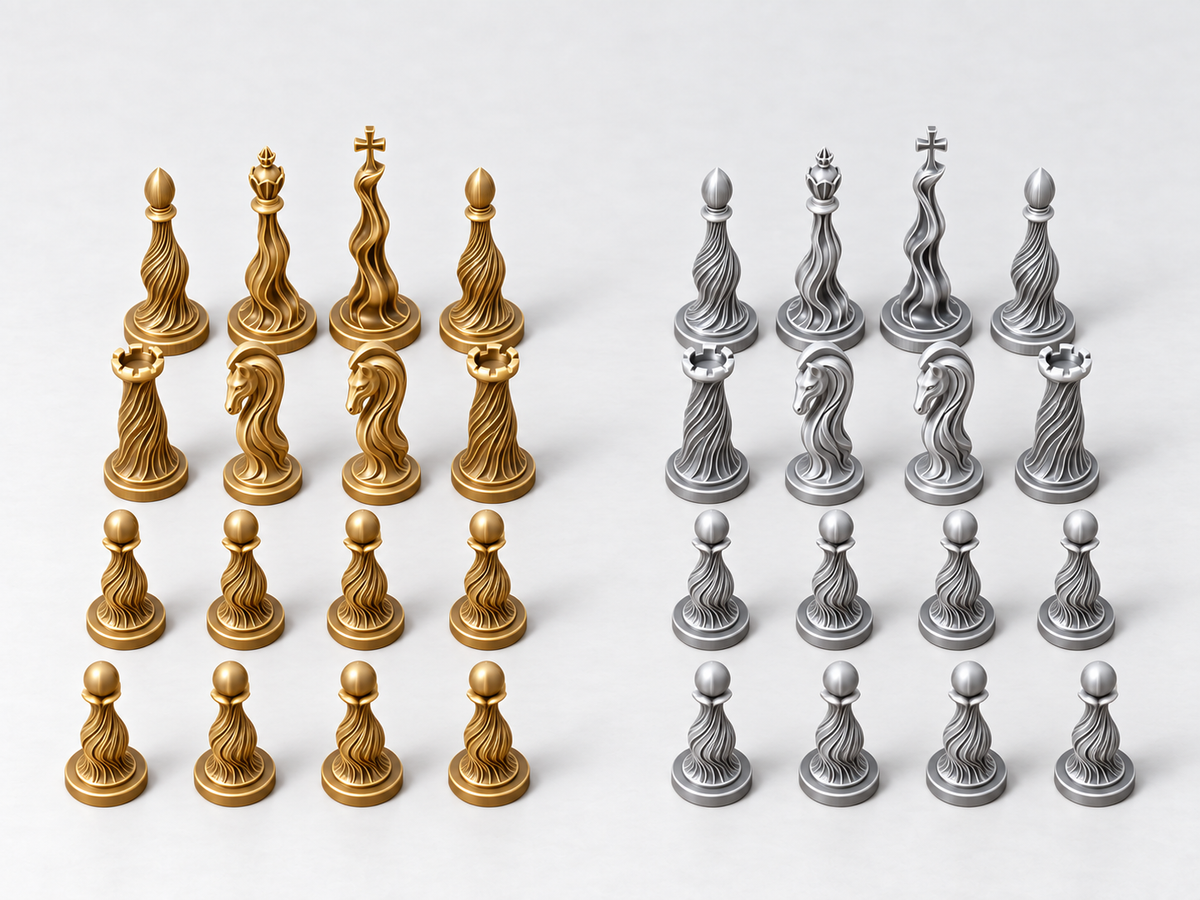 Organica – Skulpturales Schachfigurenset mit 32 Figuren – Ansicht 4
