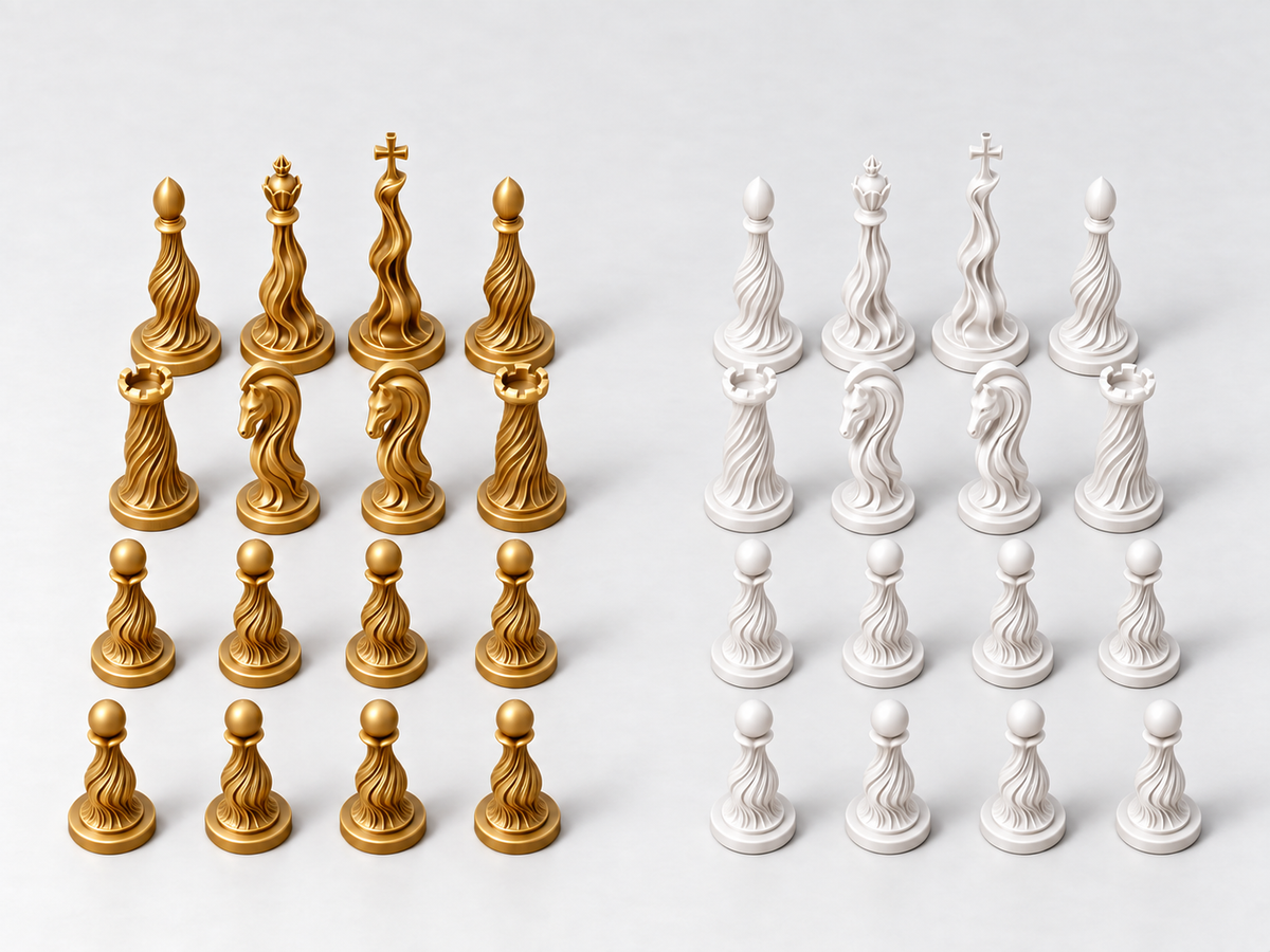 Organica – Skulpturales Schachfigurenset mit 32 Figuren – Ansicht 6