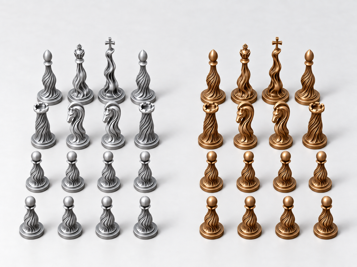 Organica – Skulpturales Schachfigurenset mit 32 Figuren – Ansicht 10