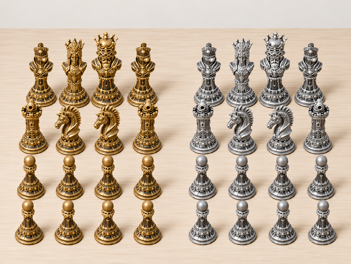 Brass Syndicate – Steampunk-Schachfigurenset mit 32 Figuren – Ansicht 4