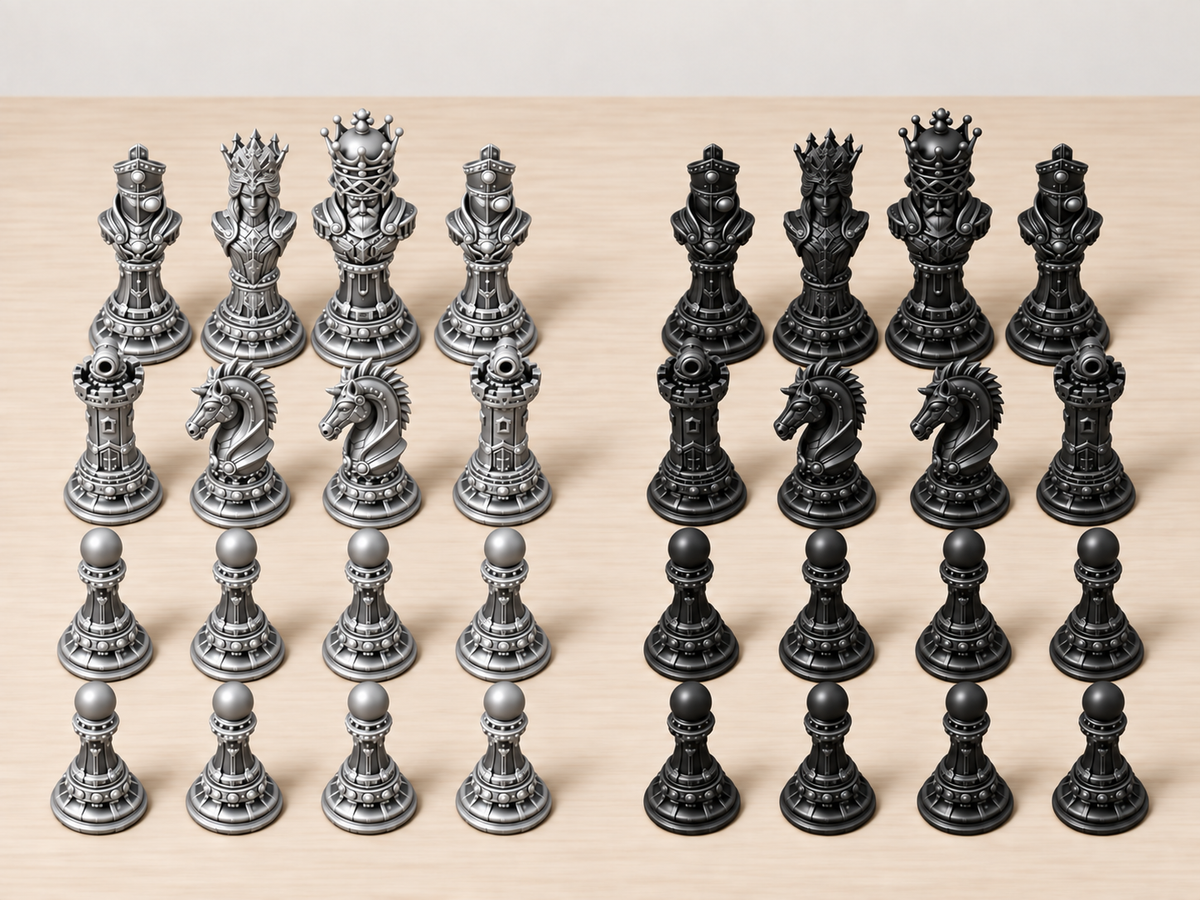 Brass Syndicate – Steampunk-Schachfigurenset mit 32 Figuren – Ansicht 8