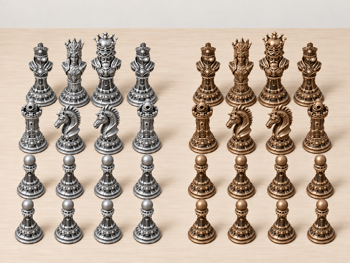 Brass Syndicate – Steampunk-Schachfigurenset mit 32 Figuren – Ansicht 10