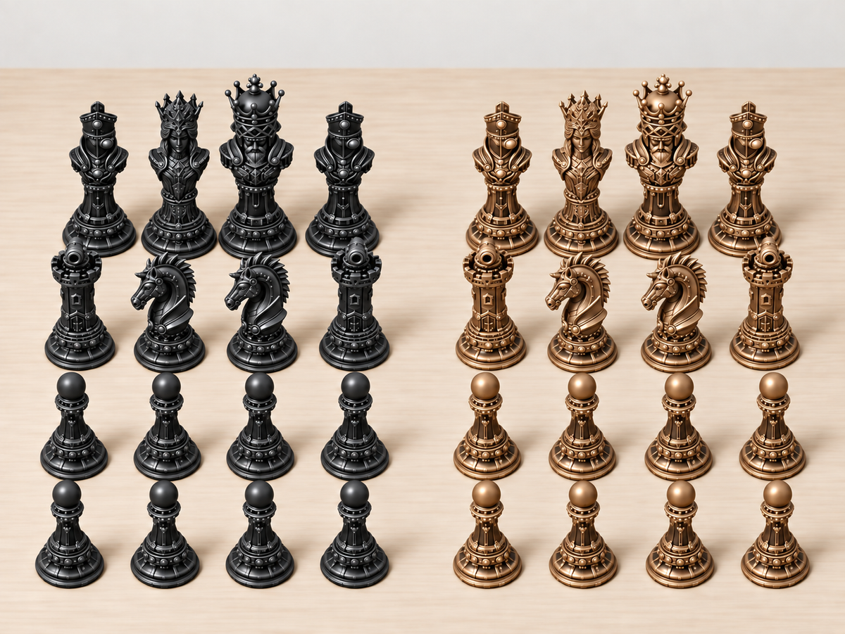 Brass Syndicate – Steampunk-Schachfigurenset mit 32 Figuren – Ansicht 12