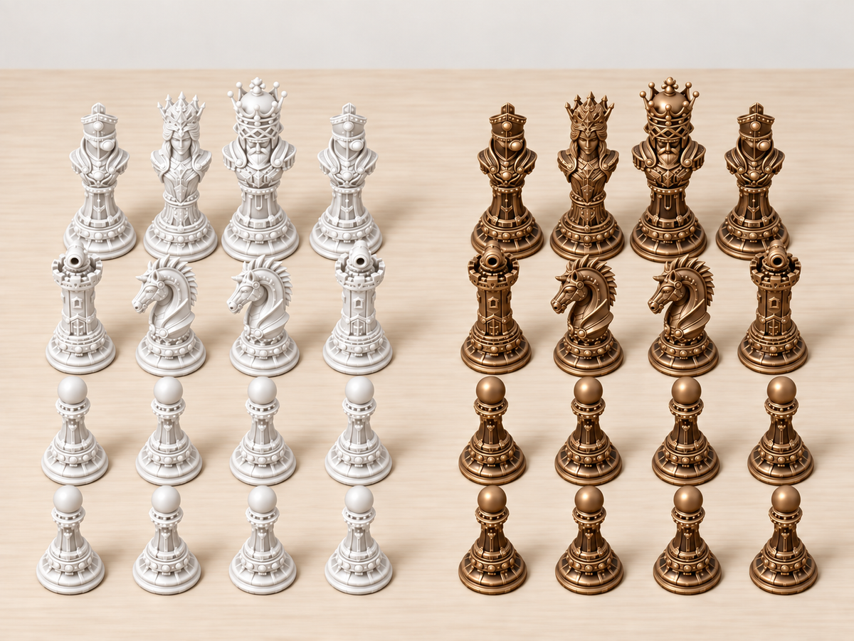 Brass Syndicate – Steampunk-Schachfigurenset mit 32 Figuren – Ansicht 13