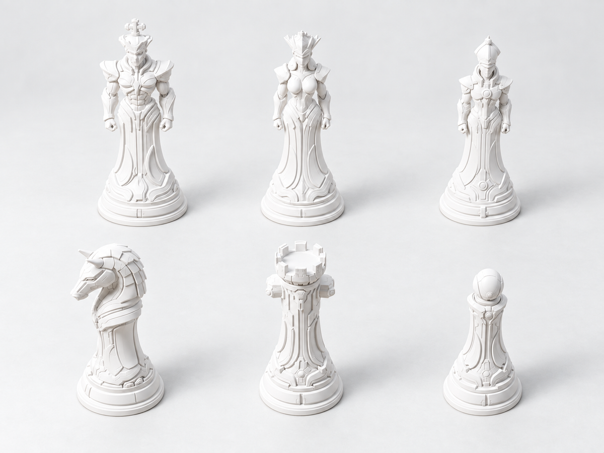 Cyborg Ascendancy – Futuristisches Schachfigurenset mit 32 Figuren – Ansicht 2