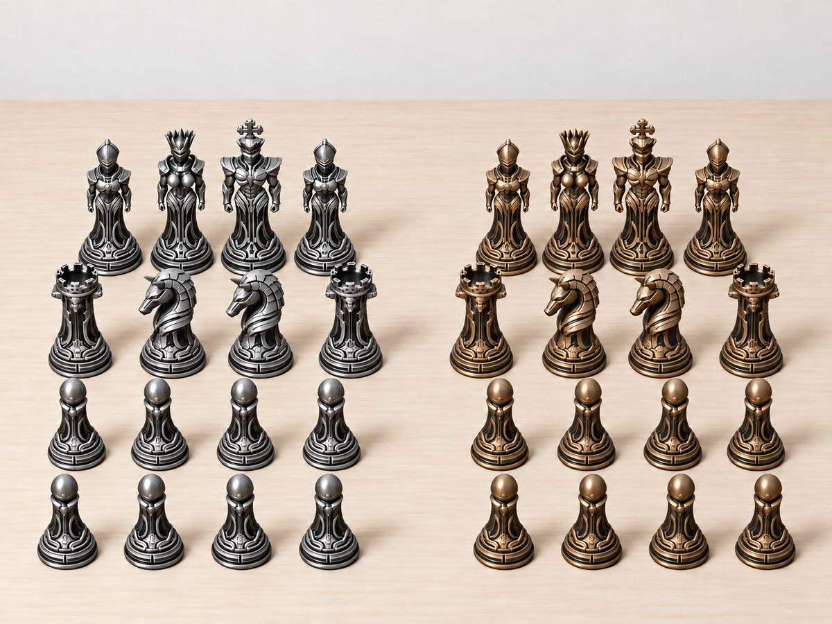 Cyborg Ascendancy – Futuristisches Schachfigurenset mit 32 Figuren – Ansicht 3