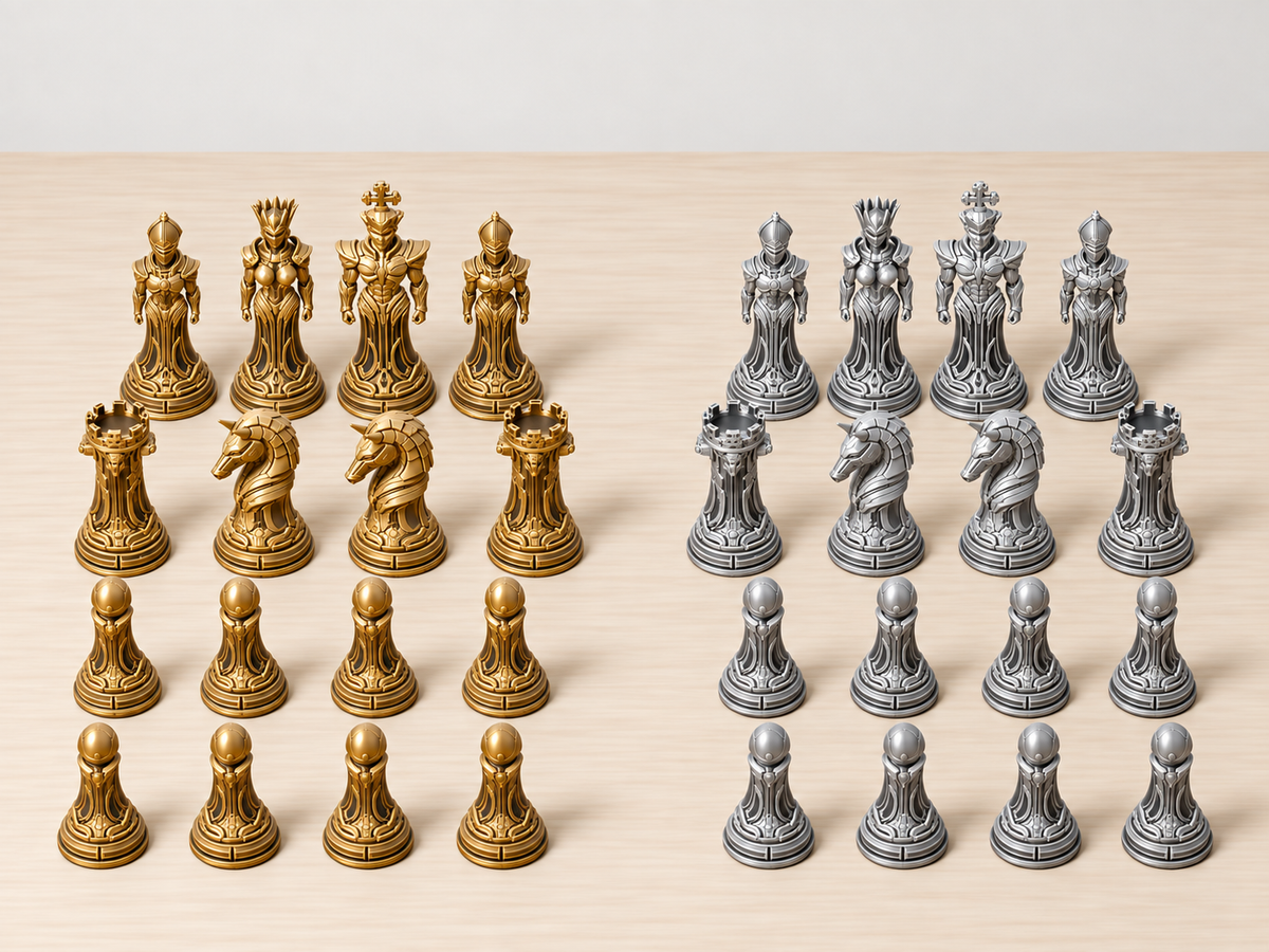 Cyborg Ascendancy – Futuristisches Schachfigurenset mit 32 Figuren – Ansicht 4