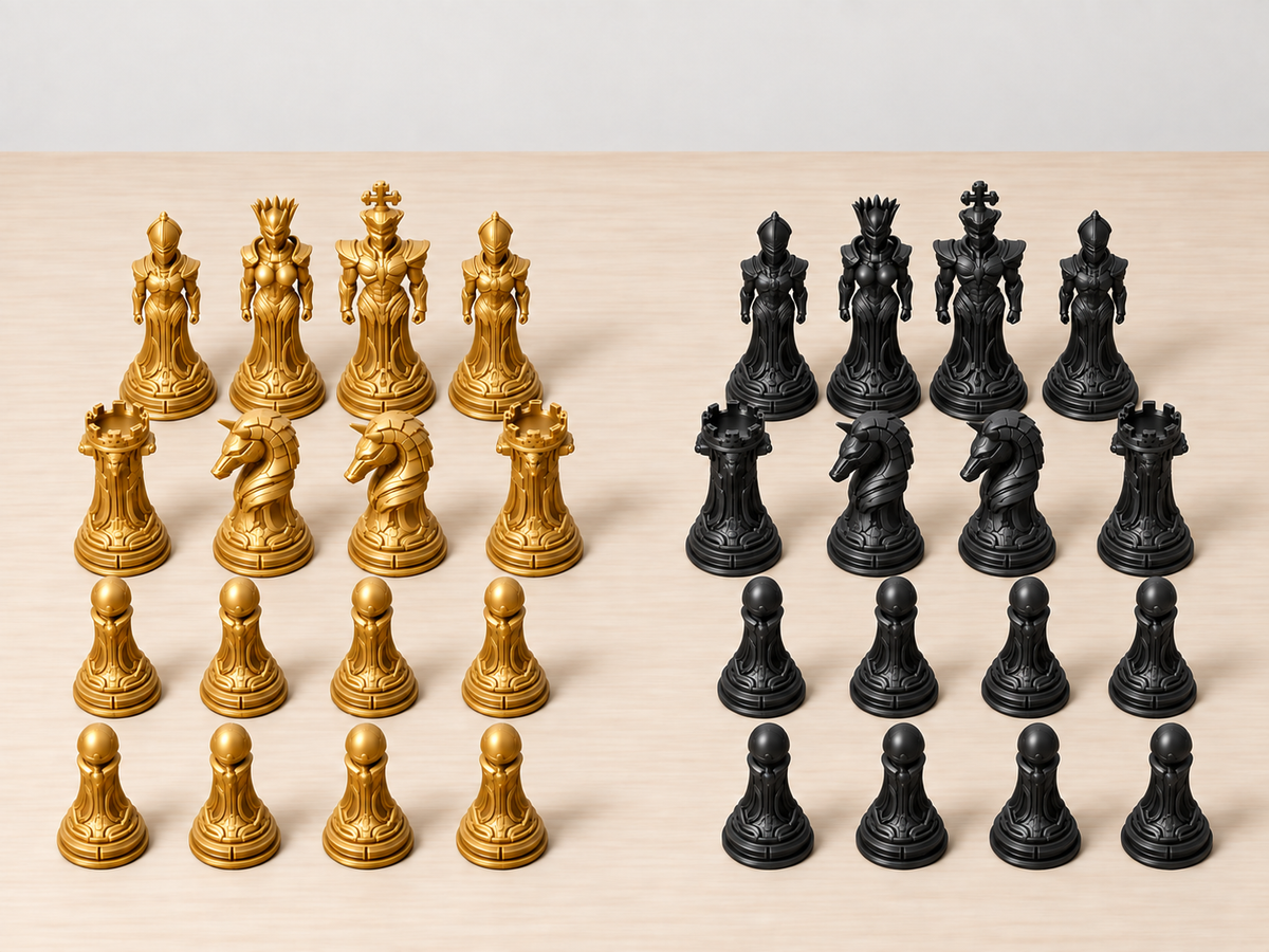 Cyborg Ascendancy – Futuristisches Schachfigurenset mit 32 Figuren – Ansicht 5