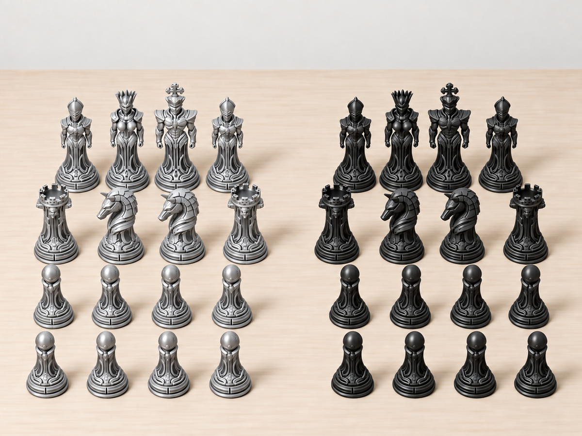 Cyborg Ascendancy – Futuristisches Schachfigurenset mit 32 Figuren – Ansicht 8