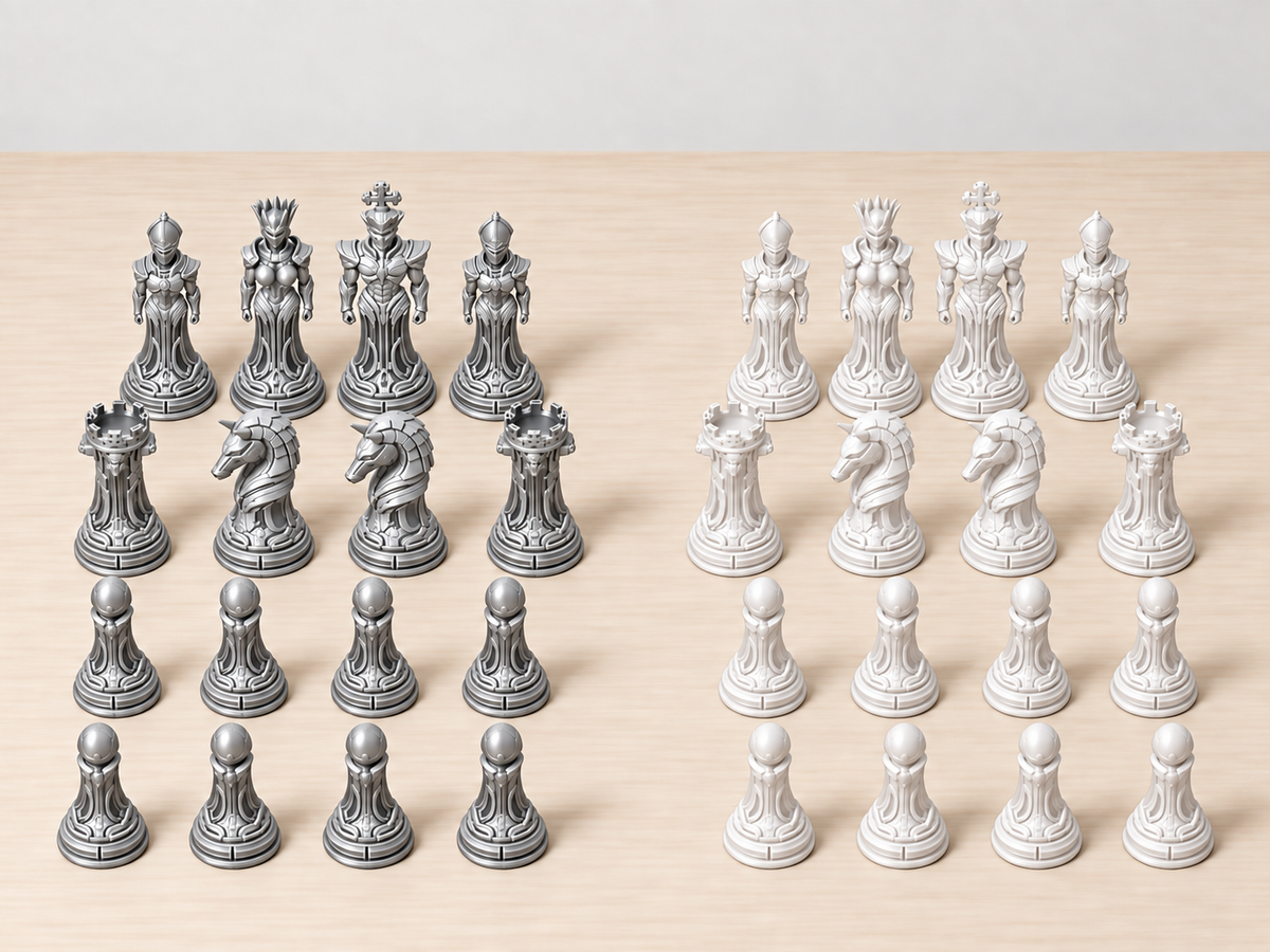 Cyborg Ascendancy – Futuristisches Schachfigurenset mit 32 Figuren – Ansicht 9