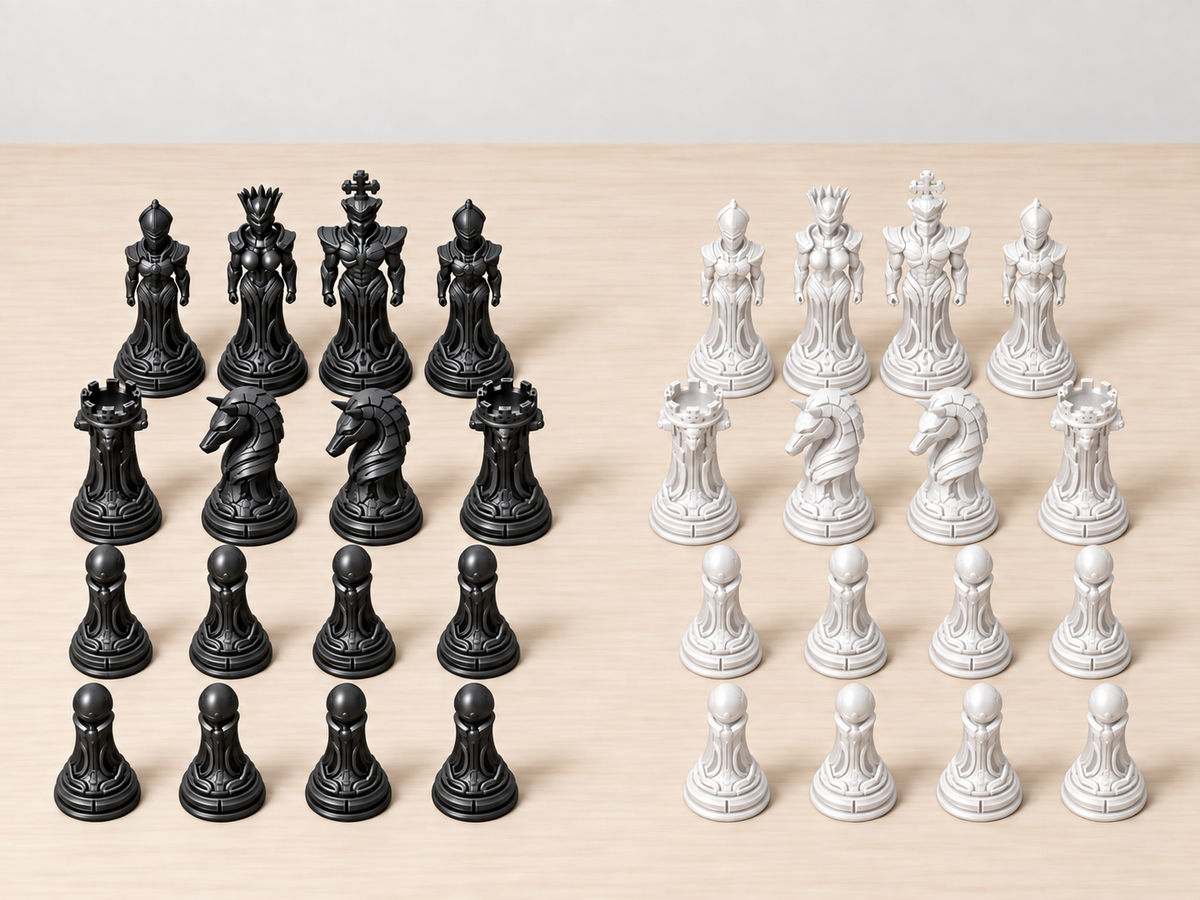Cyborg Ascendancy – Futuristisches Schachfigurenset mit 32 Figuren – Ansicht 11