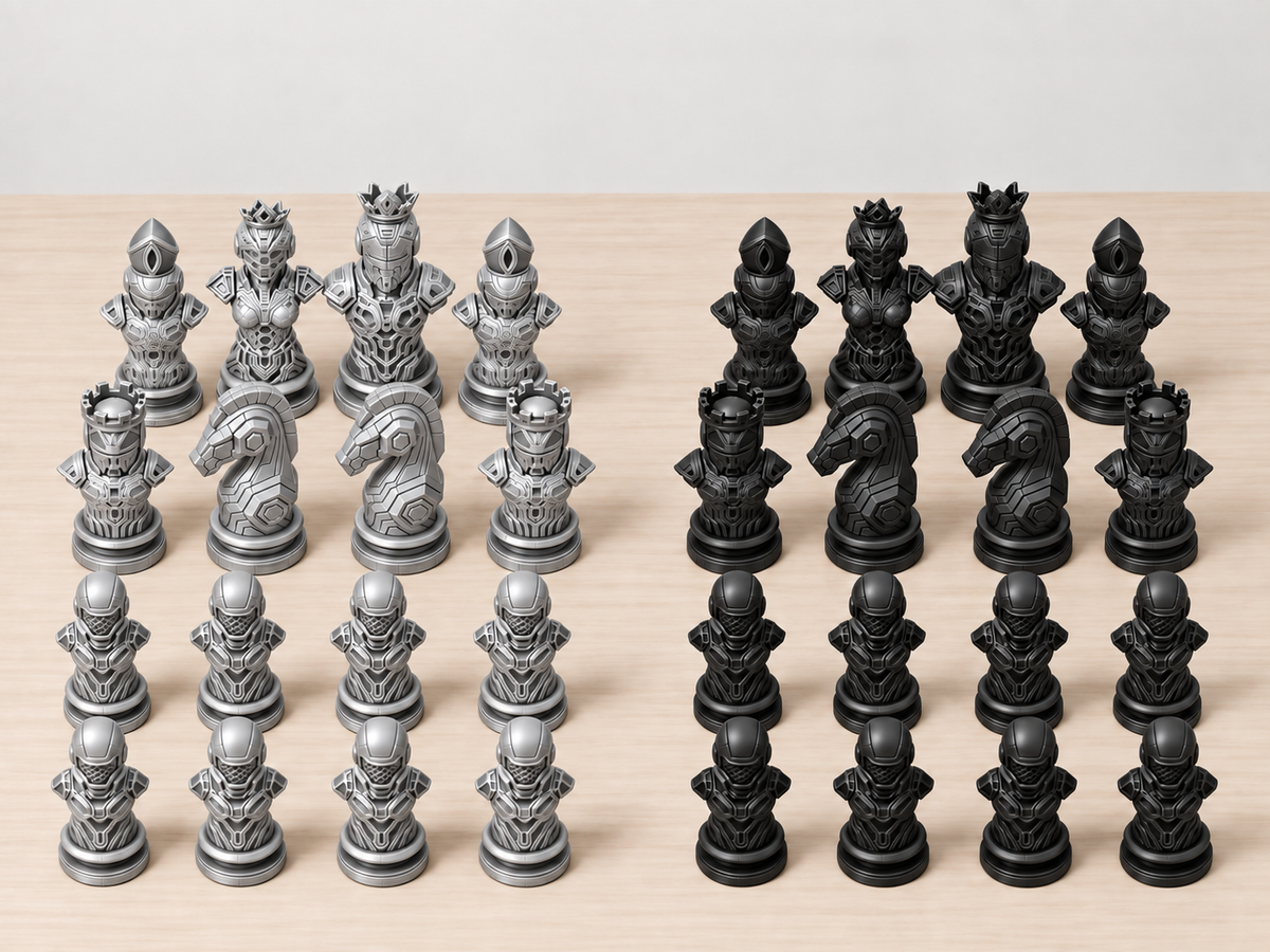 Cyber 2 – futuristisches Cyborg-Schachfigurenset mit 32 Figuren – Ansicht 8