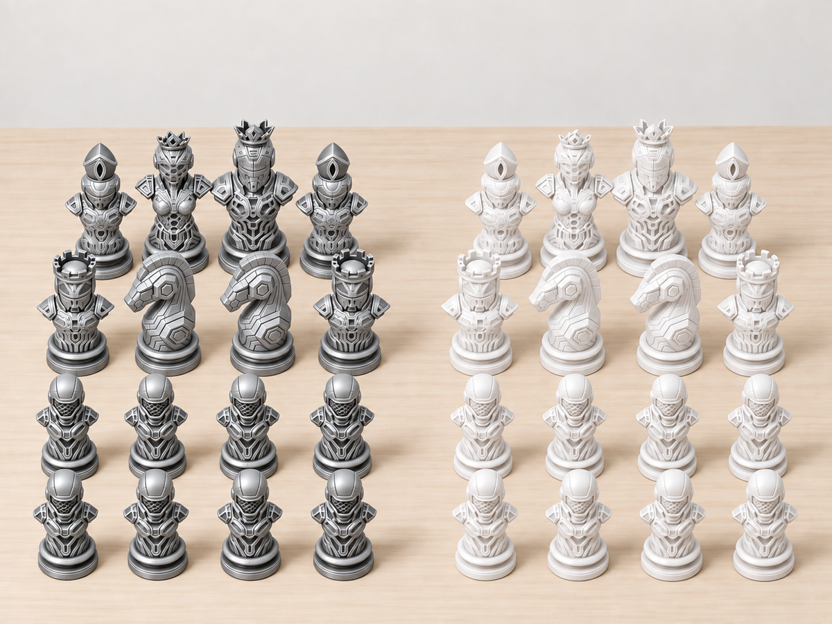 Cyber 2 – futuristisches Cyborg-Schachfigurenset mit 32 Figuren – Ansicht 9