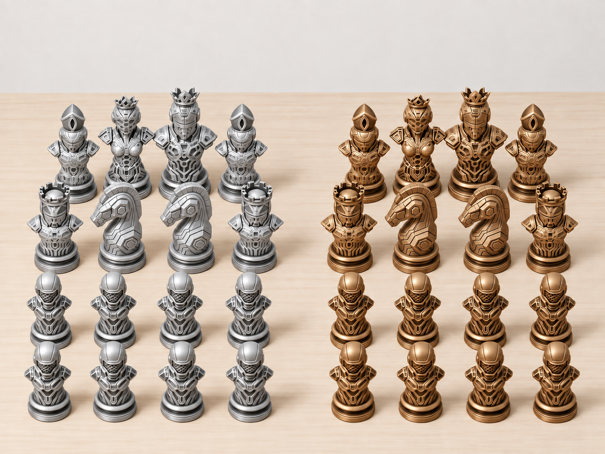 Cyber 2 – futuristisches Cyborg-Schachfigurenset mit 32 Figuren – Ansicht 10
