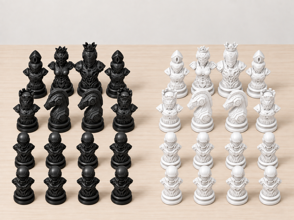 Cyber 2 – futuristisches Cyborg-Schachfigurenset mit 32 Figuren – Ansicht 11