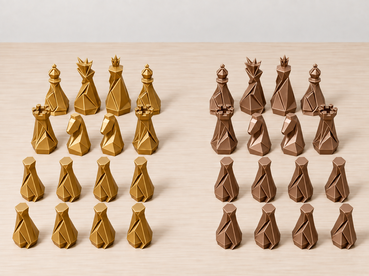 Stone – minimalistisches Low-Poly-Schachfigurenset mit 32 Figuren – Ansicht 7