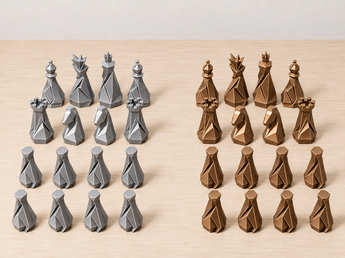 Stone – minimalistisches Low-Poly-Schachfigurenset mit 32 Figuren – Ansicht 10