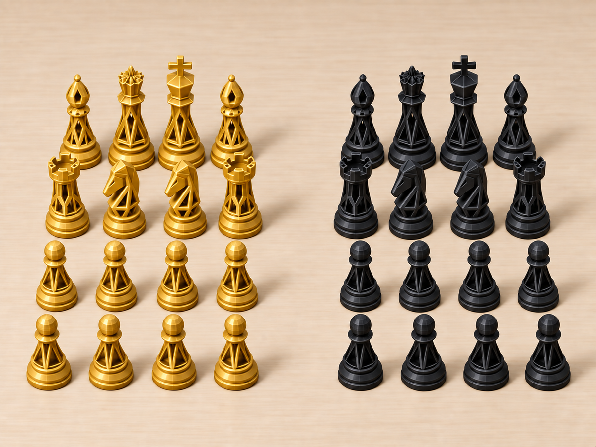Parametric Lattice – modernes Schachfigurenset mit 32 Figuren – Ansicht 5
