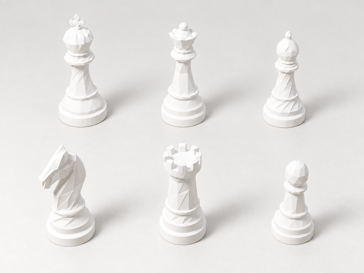 Monarch Noir – facettiertes Schachfigurenset mit 32 Figuren – Ansicht 2