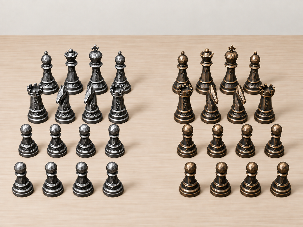 Monarch Noir – facettiertes Schachfigurenset mit 32 Figuren – Ansicht 3