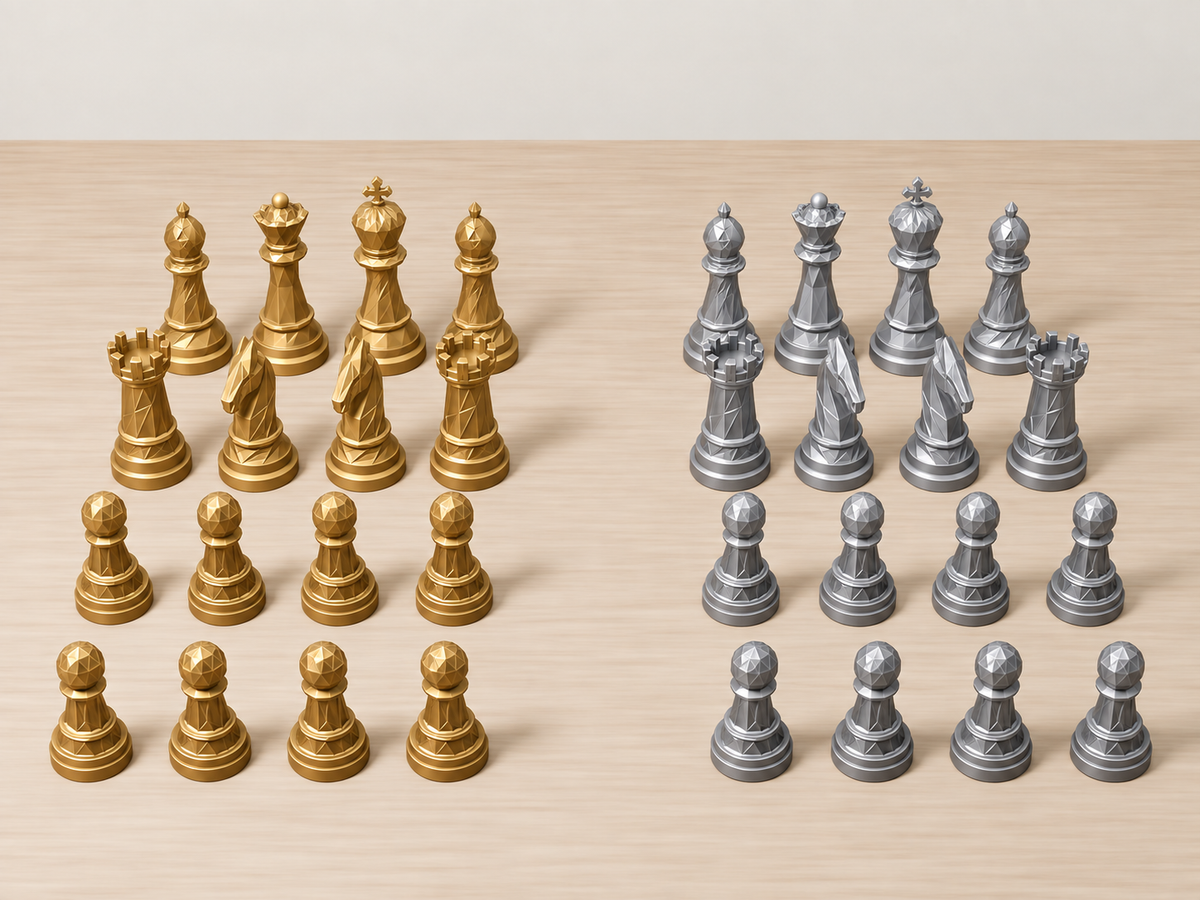 Monarch Noir – facettiertes Schachfigurenset mit 32 Figuren – Ansicht 4