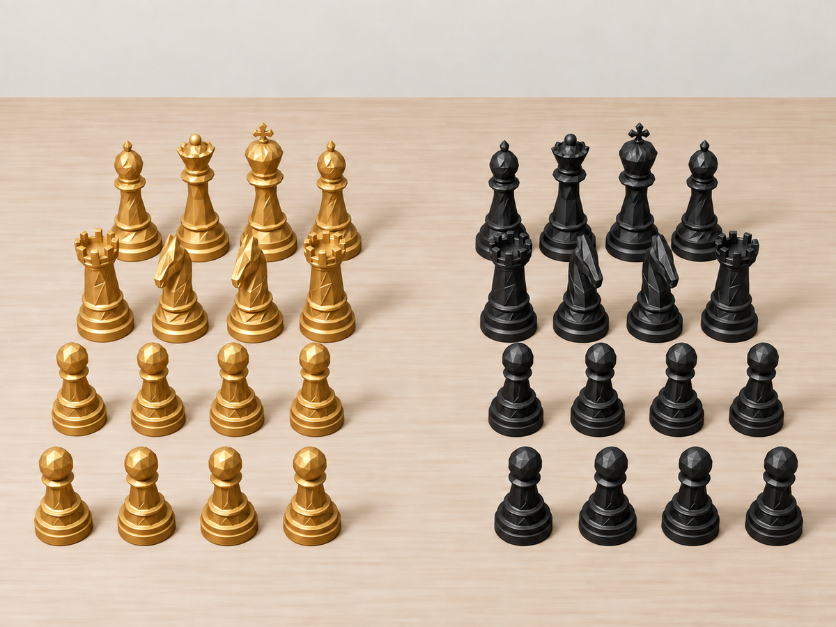 Monarch Noir – facettiertes Schachfigurenset mit 32 Figuren – Ansicht 5