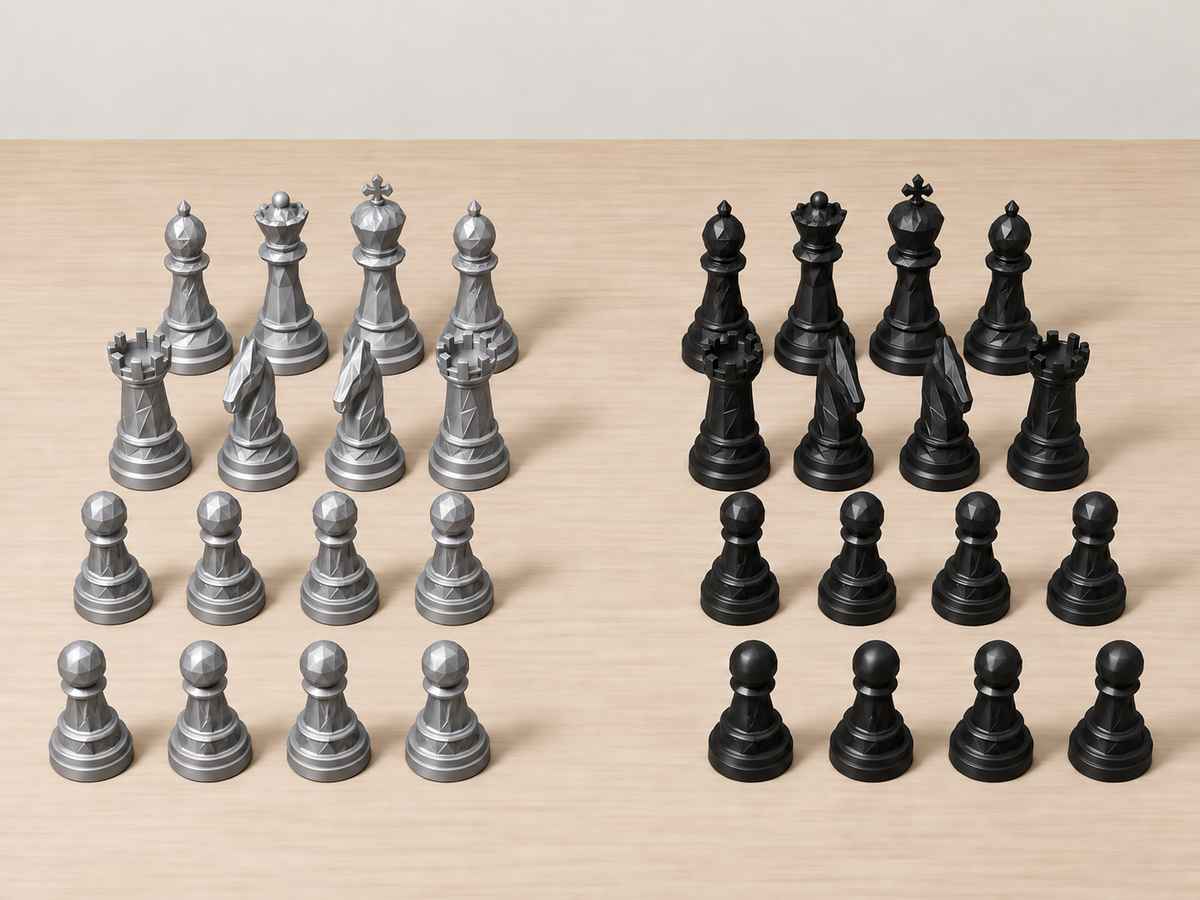 Monarch Noir – facettiertes Schachfigurenset mit 32 Figuren – Ansicht 8