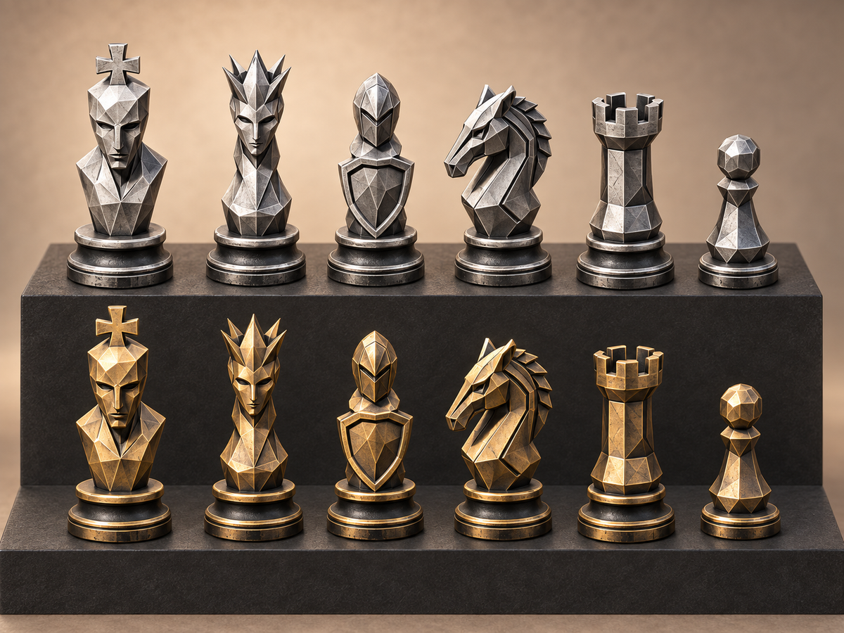 Shadowglow – Fantasy-Schachfigurenset mit 32 Figuren – Ansicht 1