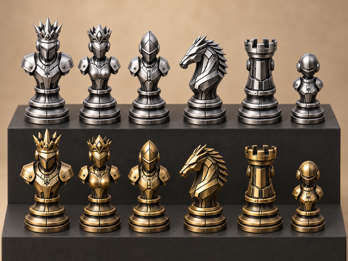 Celestial Dynasty – futuristisches Schachfigurenset mit 32 Figuren – Ansicht 1