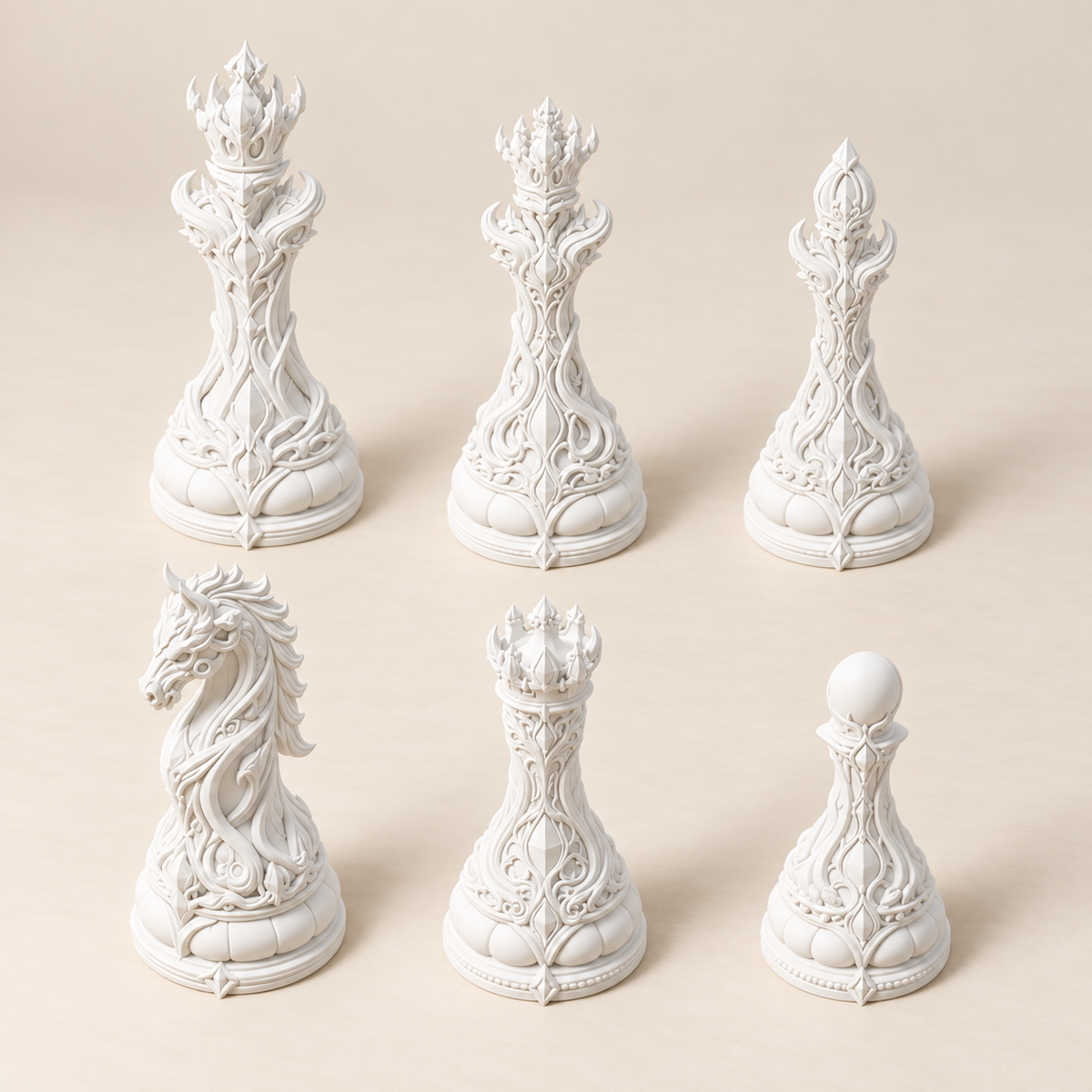 Verdant Liturgy – organisches Fantasy-Schachfigurenset mit 32 Figuren – Ansicht 2