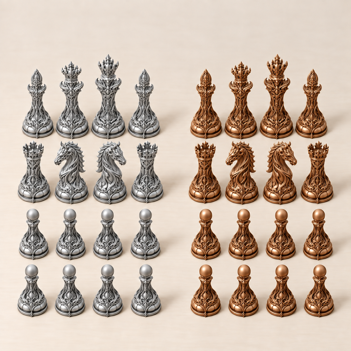 Verdant Liturgy – organisches Fantasy-Schachfigurenset mit 32 Figuren – Ansicht 10