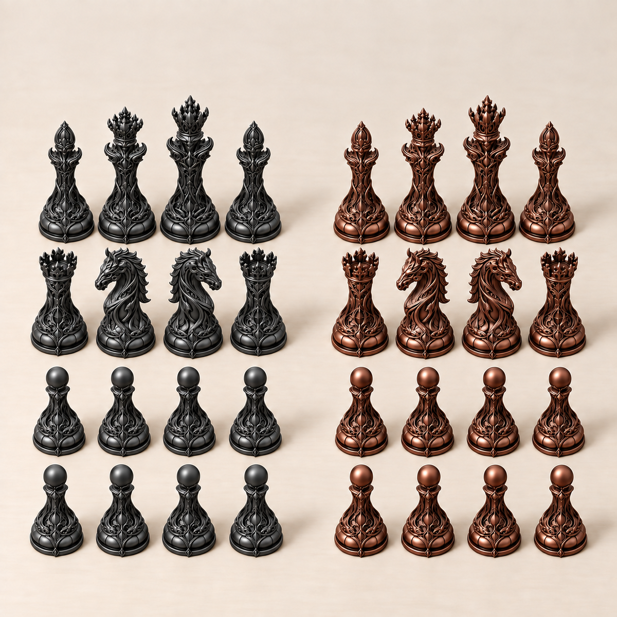 Verdant Liturgy – organisches Fantasy-Schachfigurenset mit 32 Figuren – Ansicht 12
